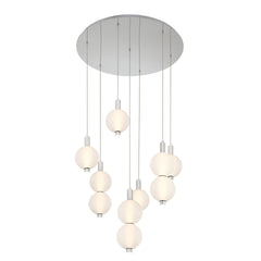 Eurofase Palmas 30" 7-Light LED Chandelier, Polished Nickel with White Glass, front view