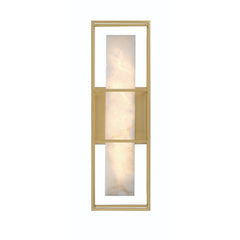 Eurofase Blakley 16" LED Outdoor Wall Light, Matte Gold with Alabaster, front view