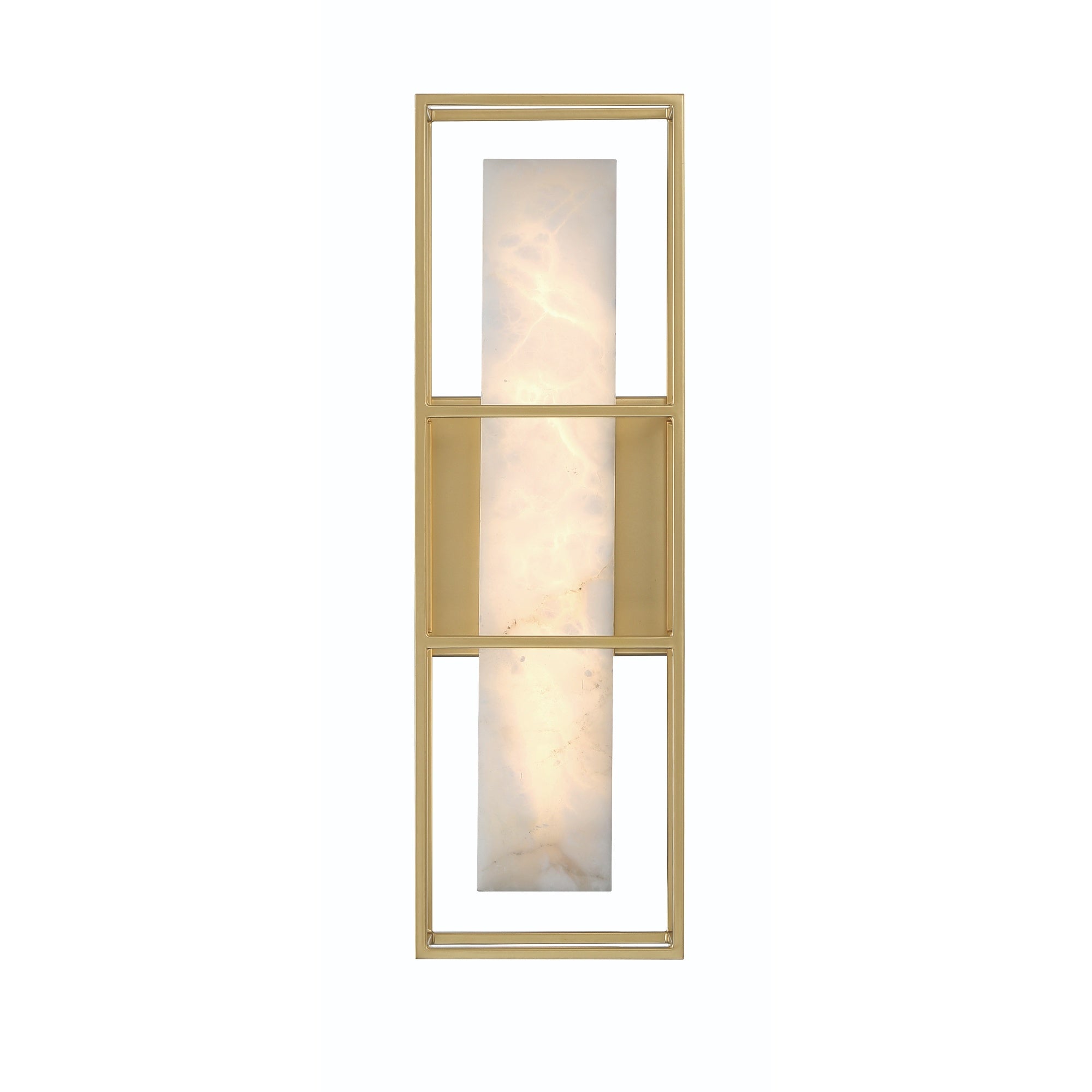 Eurofase Blakley 16" LED Outdoor Wall Light, Matte Gold with Alabaster, front view