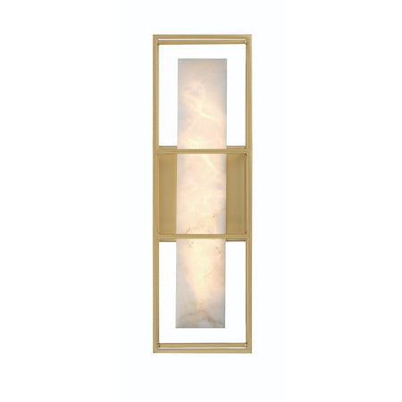 Eurofase Blakley 16" LED Outdoor Wall Light, Matte Gold with Alabaster, front view