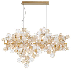 Eurofase Trento 40" 12-Light Chandelier, Gold with Amber Glass, front view