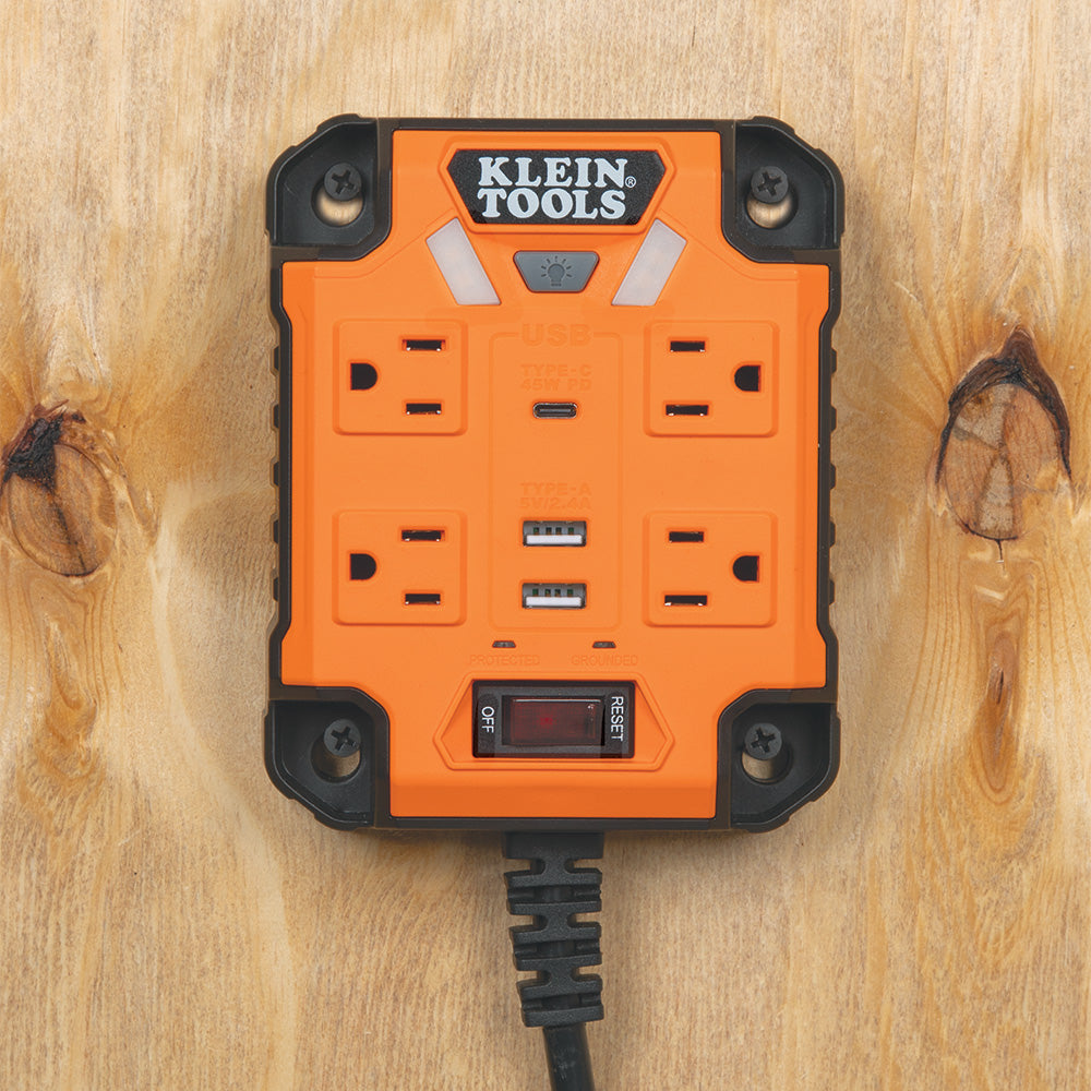 29601 Klein Tools Power Box 1, Magnetic Mounted Power Strip with Integrated LED Lights, , Klein Tools - Maple Electric Supply 