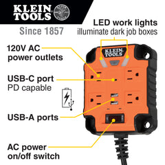 29601 Klein Tools Power Box 1, Magnetic Mounted Power Strip with Integrated LED Lights