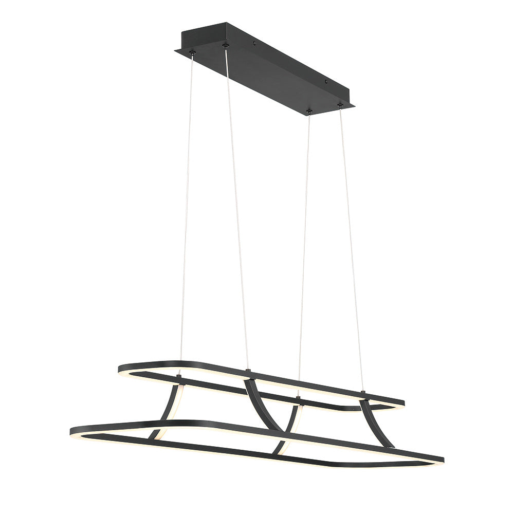 Eurofase Cadoux 44" 2-Light LED Chandelier, Matte Black with Clear Glass, front view