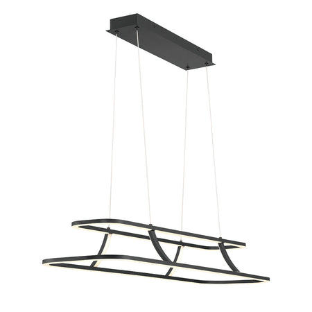 Eurofase Cadoux 44" 2-Light LED Chandelier, Matte Black with Clear Glass, front view