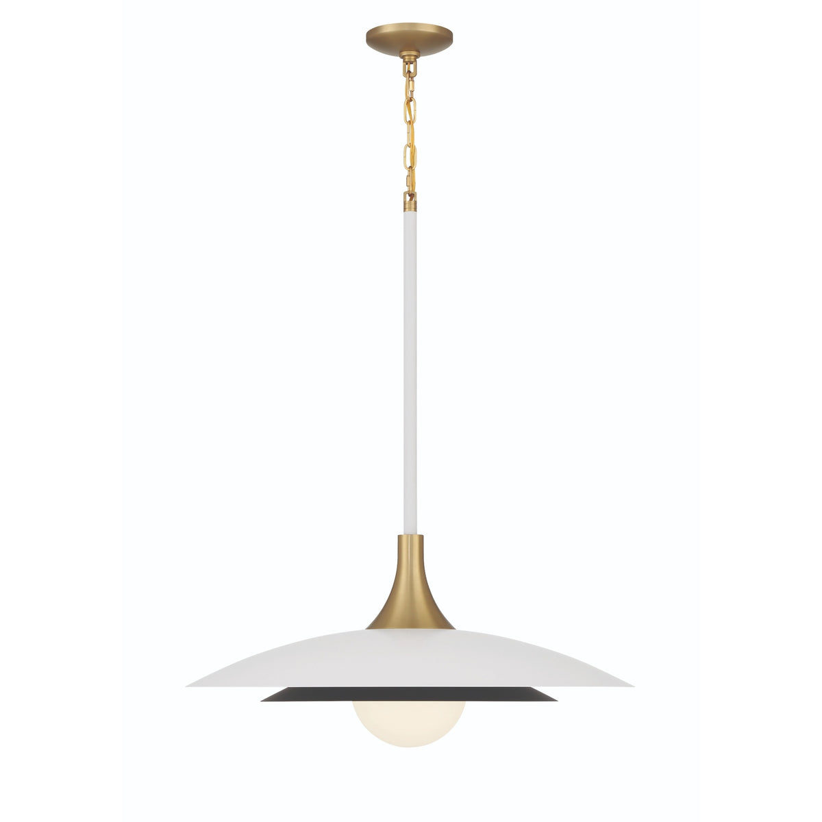 Eurofase Welsh 30" LED Pendant, Matte White with White Glass, front view