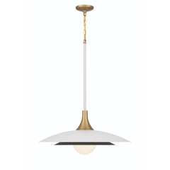 Eurofase Welsh 30" LED Pendant, Matte White with White Glass, front view