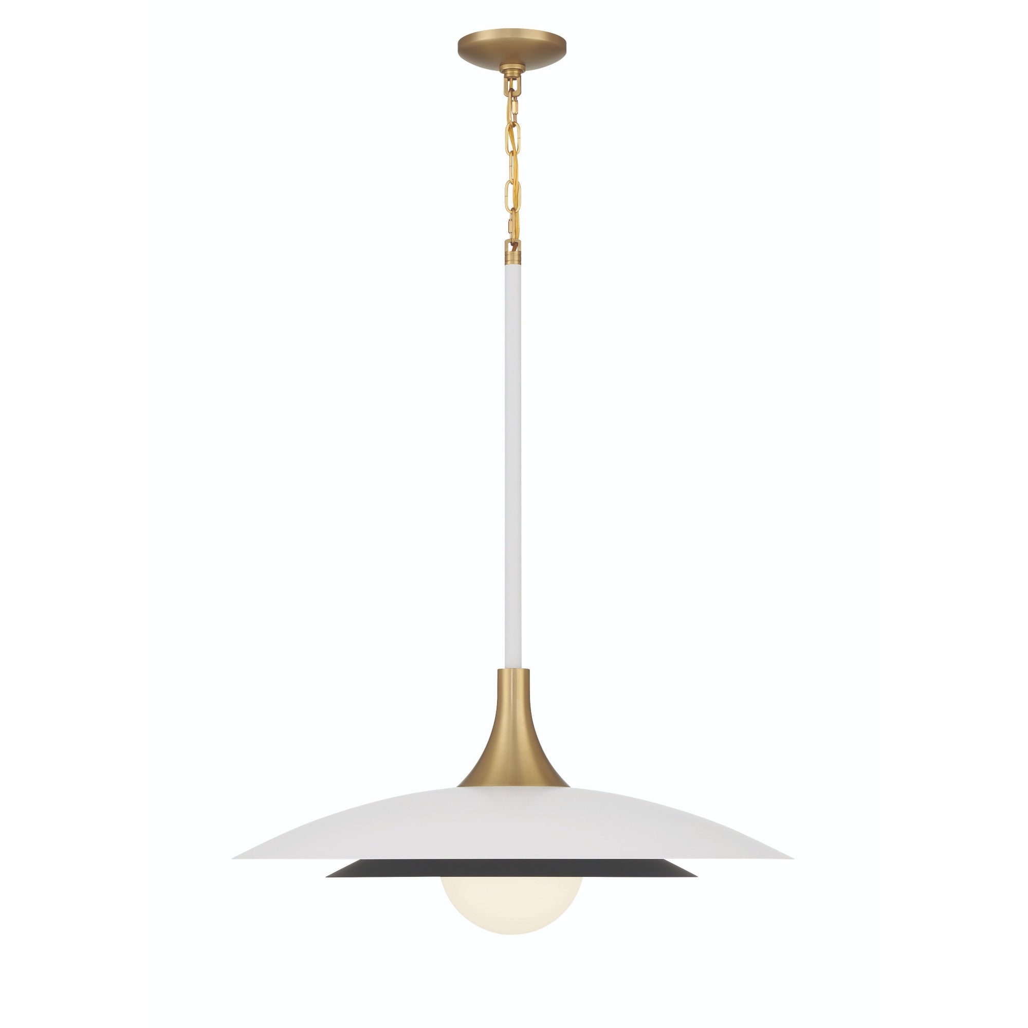 Eurofase Welsh 30" LED Pendant, Matte White with White Glass, front view