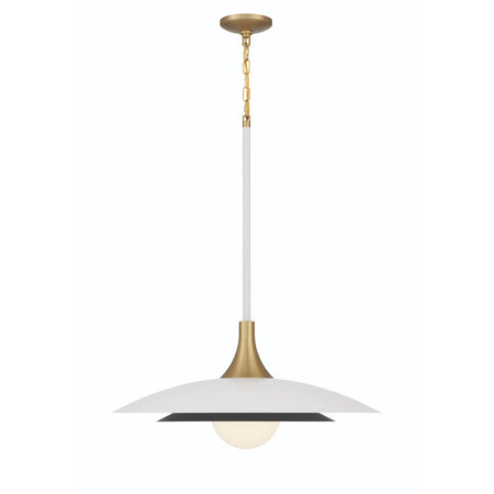 Eurofase Welsh 30" LED Pendant, Matte White with White Glass, front view