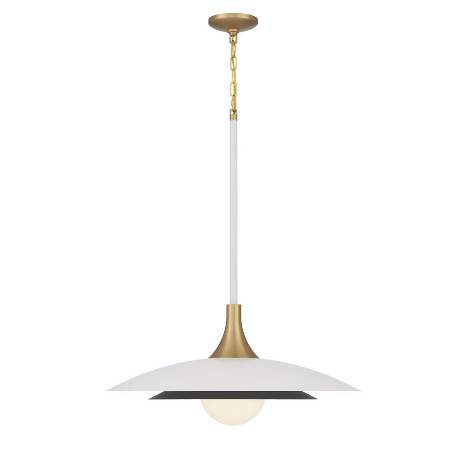 Eurofase Welsh 30" LED Pendant, Matte White with White Glass, front view