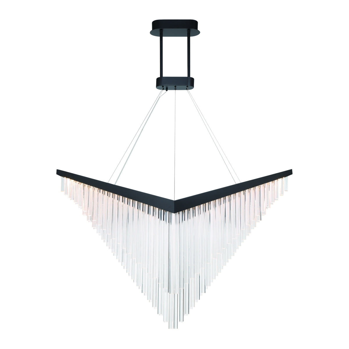 Eurofase Vivien 60" LED Chandelier, Matte Black with Crystalline Acrylic, front view