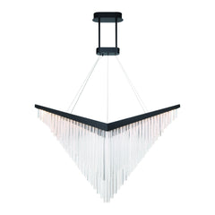 Eurofase Vivien 60" LED Chandelier, Matte Black with Crystalline Acrylic, front view