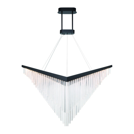 Eurofase Vivien 60" LED Chandelier, Matte Black with Crystalline Acrylic, front view