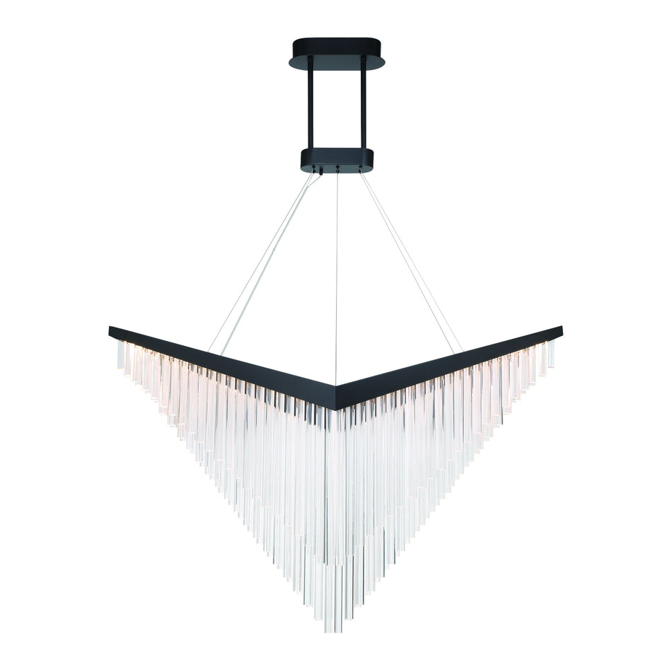 Eurofase Vivien 60" LED Chandelier, Matte Black with Crystalline Acrylic, front view