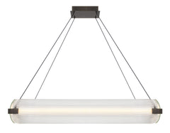 Eurofase Neoness 34" 4-Light LED Chandelier, Weathered Brass with Clear Glass, front view