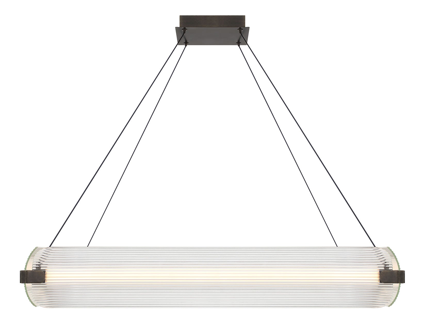 Eurofase Neoness 34" 4-Light LED Chandelier, Weathered Brass with Clear Glass, front view