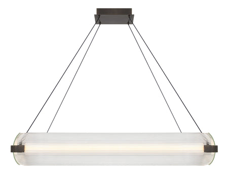Eurofase Neoness 34" 4-Light LED Chandelier, Weathered Brass with Clear Glass, front view
