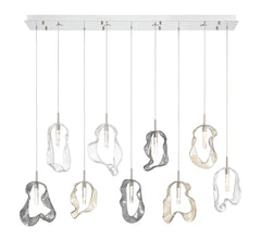Eurofase Norah 51" 13-Light Chandelier, Polished Nickel with Mixed Glass, front view