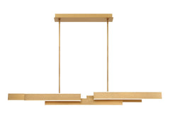 Eurofase Cameno 55" LED Chandelier, Matte Gold with White Acrylic, front view