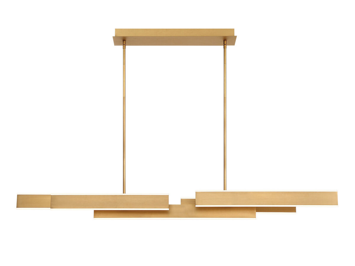 Eurofase Cameno 55" LED Chandelier, Matte Gold with White Acrylic, front view