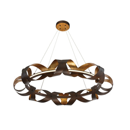 Eurofase Banderia 33" LED Chandelier, Bronze-Gold Mix with Bronze Glass, front view