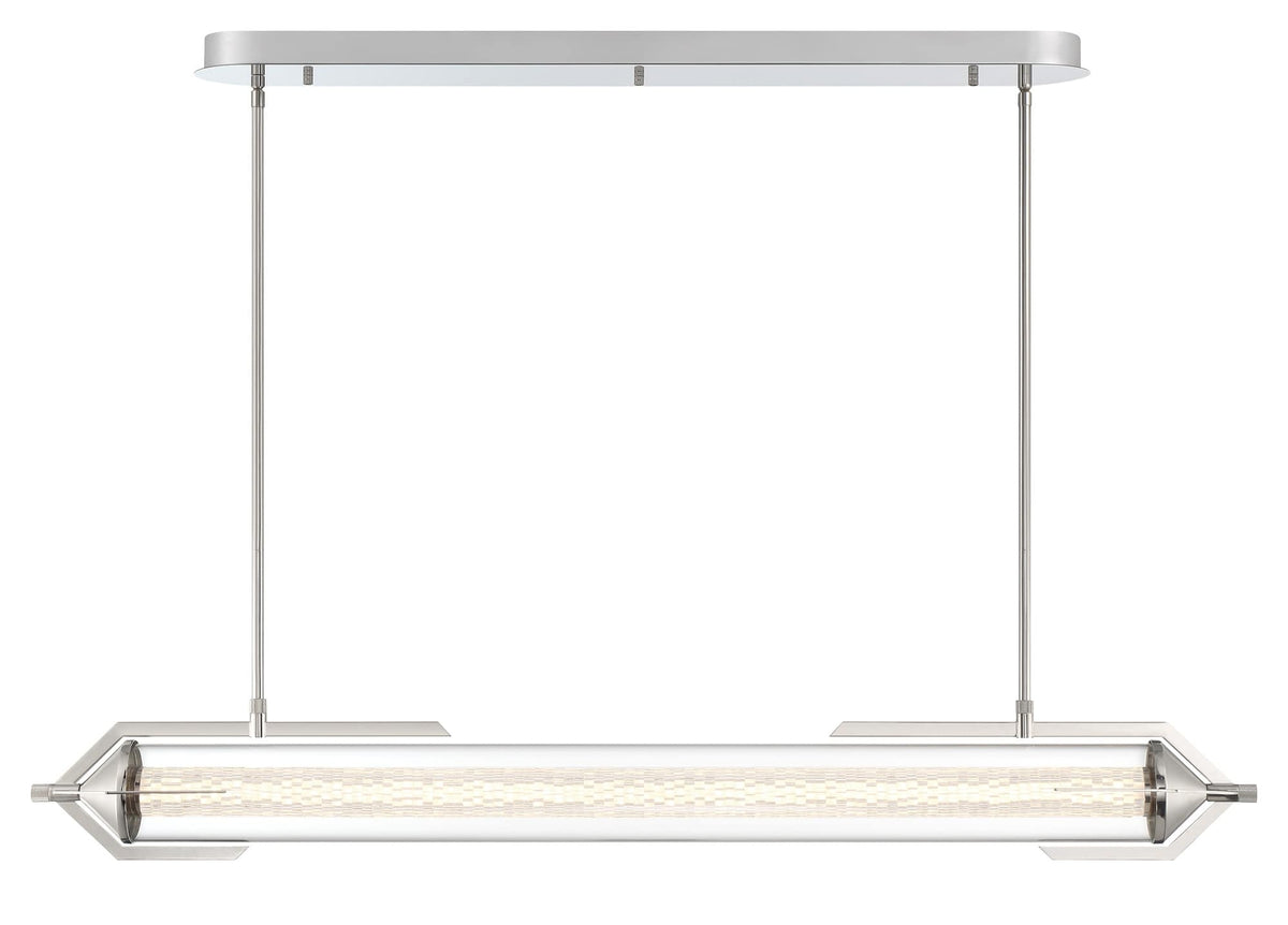 Eurofase Espada 48" LED Chandelier, Polished Nickel with Clear Glass, front view