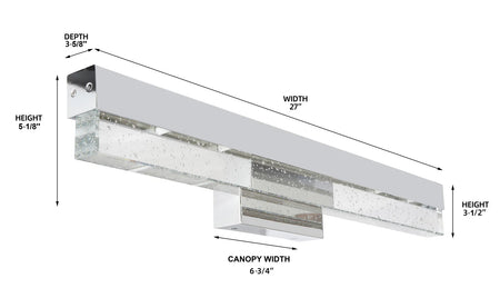 302404 MRLVN02427 LED Vanity Light Seeded Glass size-options-Color Chrome