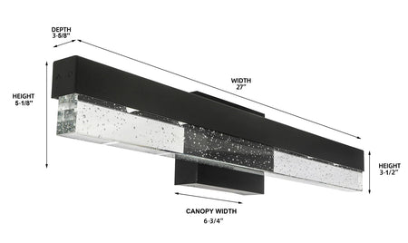 302409 MRLVN02427 LED Vanity Light Seeded Glass size-options- Color Matte Black