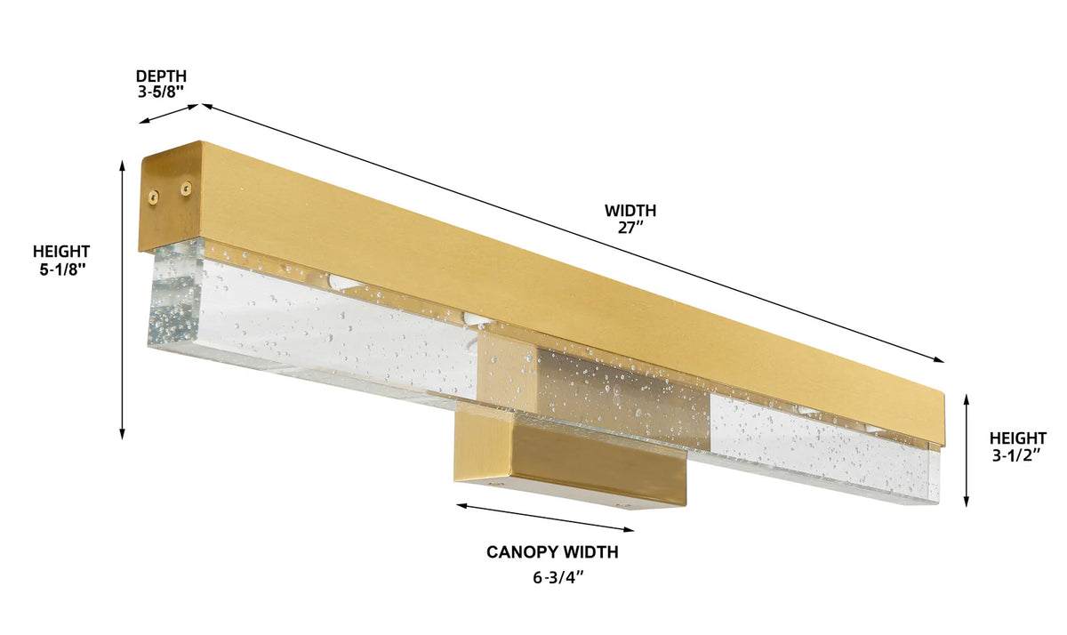 302410 MRLVN02427 LED Vanity Light Seeded Glass size-options-Color Aged Brass