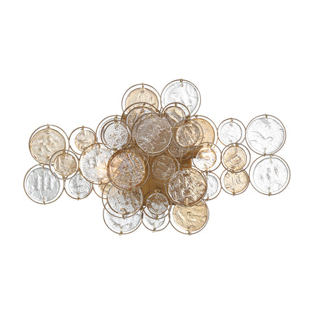 Eurofase Trento 18" 2-Light Wall Sconce, Matte Gold with Clear-Amber Glass, front view