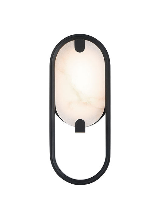 Eurofase Noga 11" LED Wall Sconce, Matte Black with Alabaster, front view