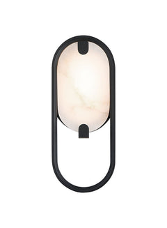 Eurofase Noga 11" LED Wall Sconce, Matte Black with Alabaster, front view