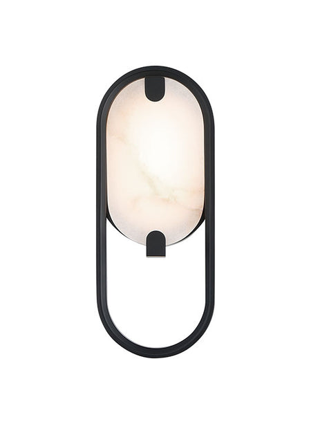 Eurofase Noga 11" LED Wall Sconce, Matte Black with Alabaster, front view