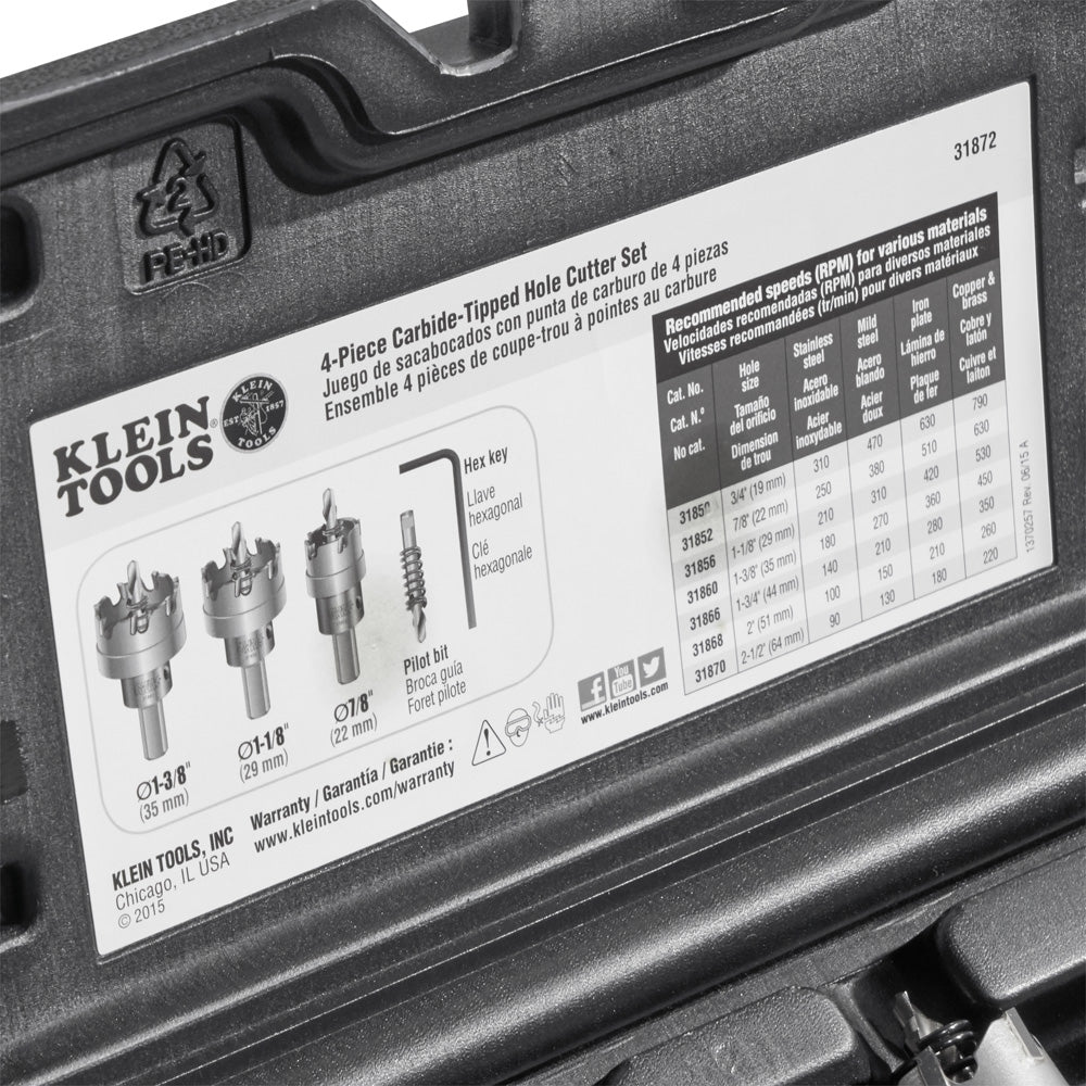 Carbide Hole Cutter Set 4 Piece