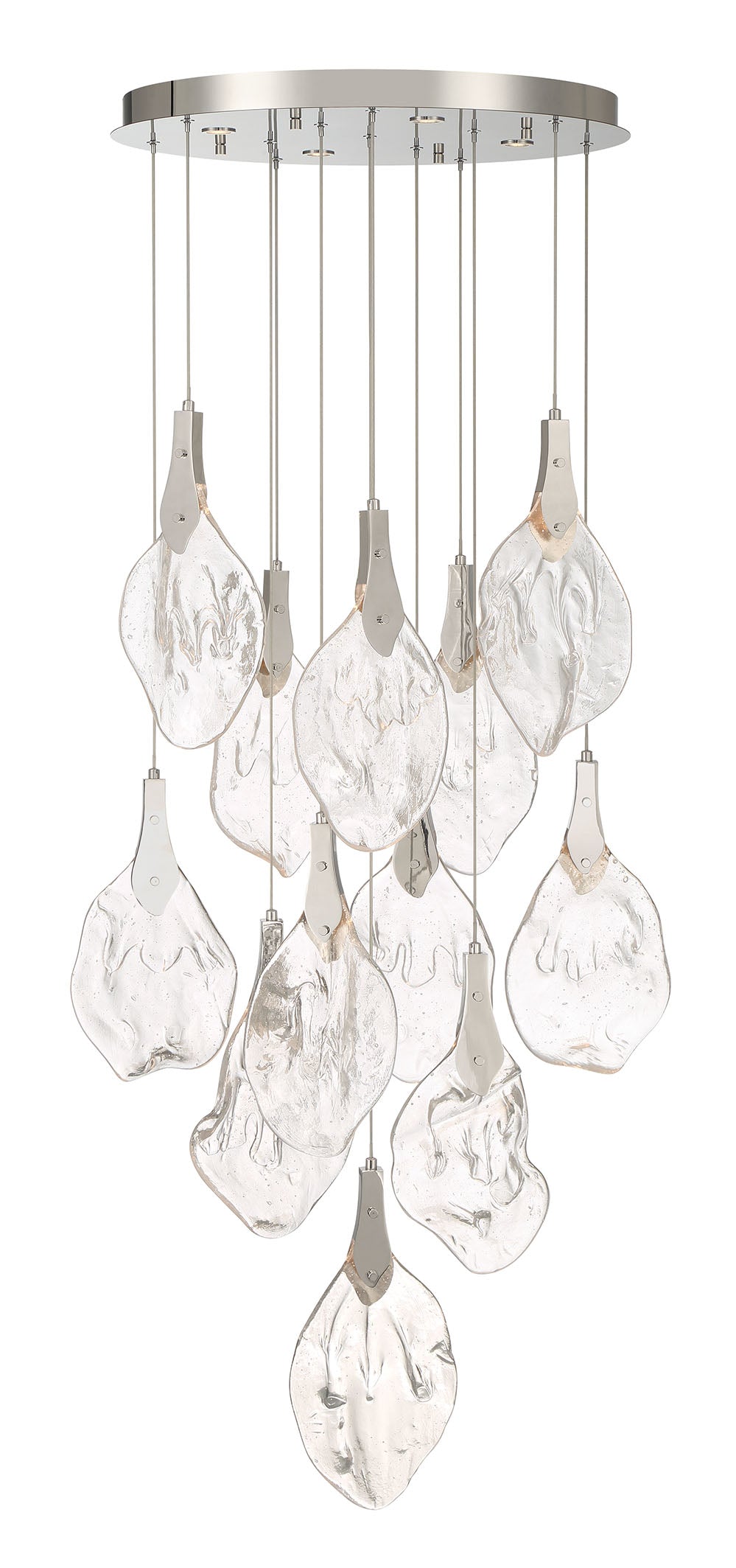 Eurofase Jateo 24" 16-Light LED Chandelier, Polished Nickel with Clear Glass, front view