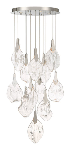 Eurofase Jateo 24" 16-Light LED Chandelier, Polished Nickel with Clear Glass, front view