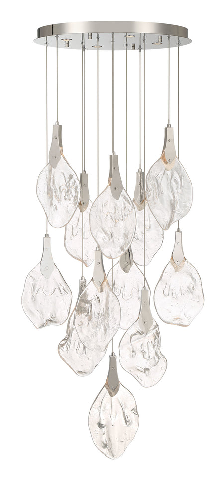 Eurofase Jateo 24" 16-Light LED Chandelier, Polished Nickel with Clear Glass, front view