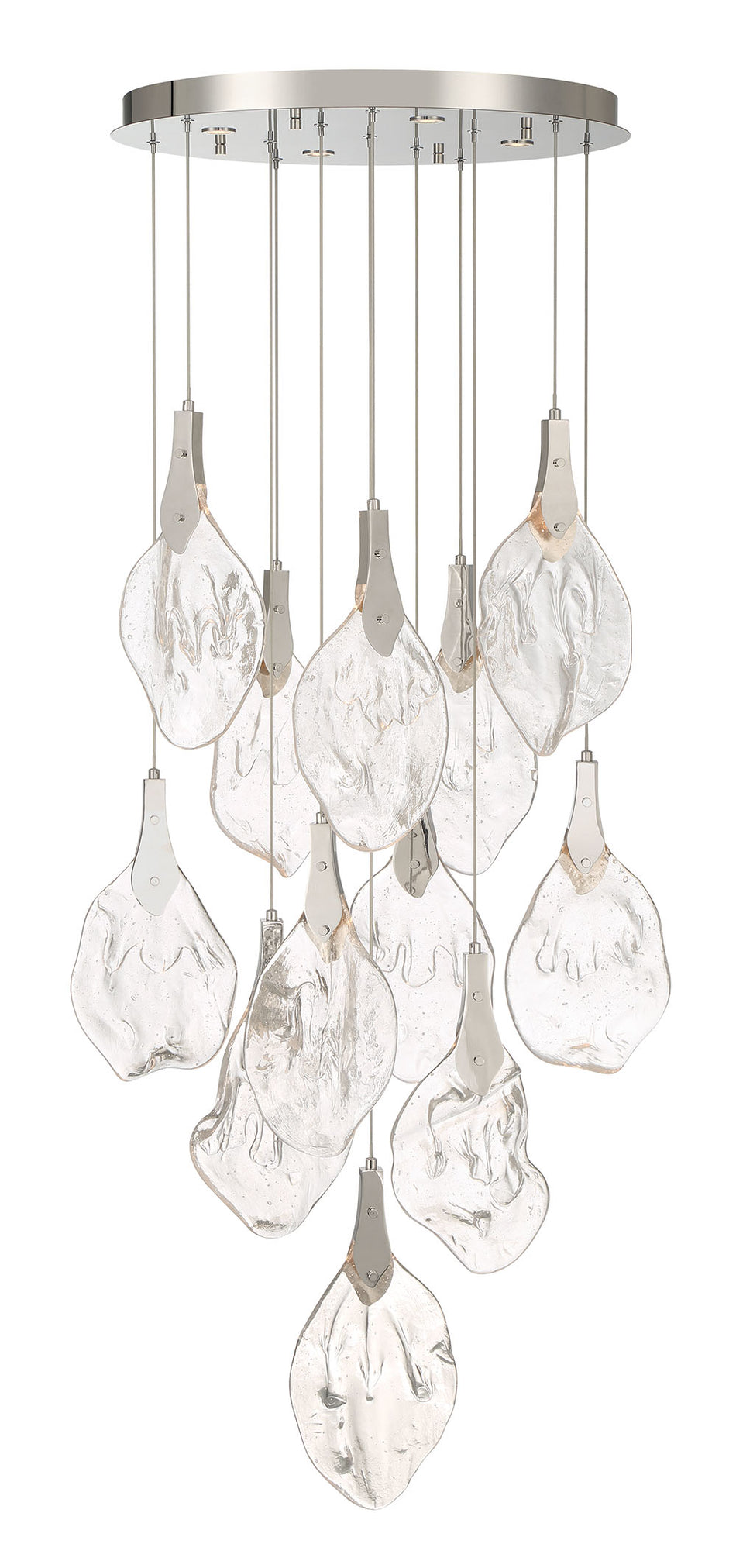 Eurofase Jateo 24" 16-Light LED Chandelier, Polished Nickel with Clear Glass, front view