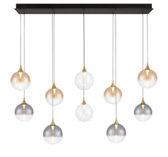 Eurofase Iissa 47" 10-Light LED Chandelier, Gold with Mixed Glass, front view