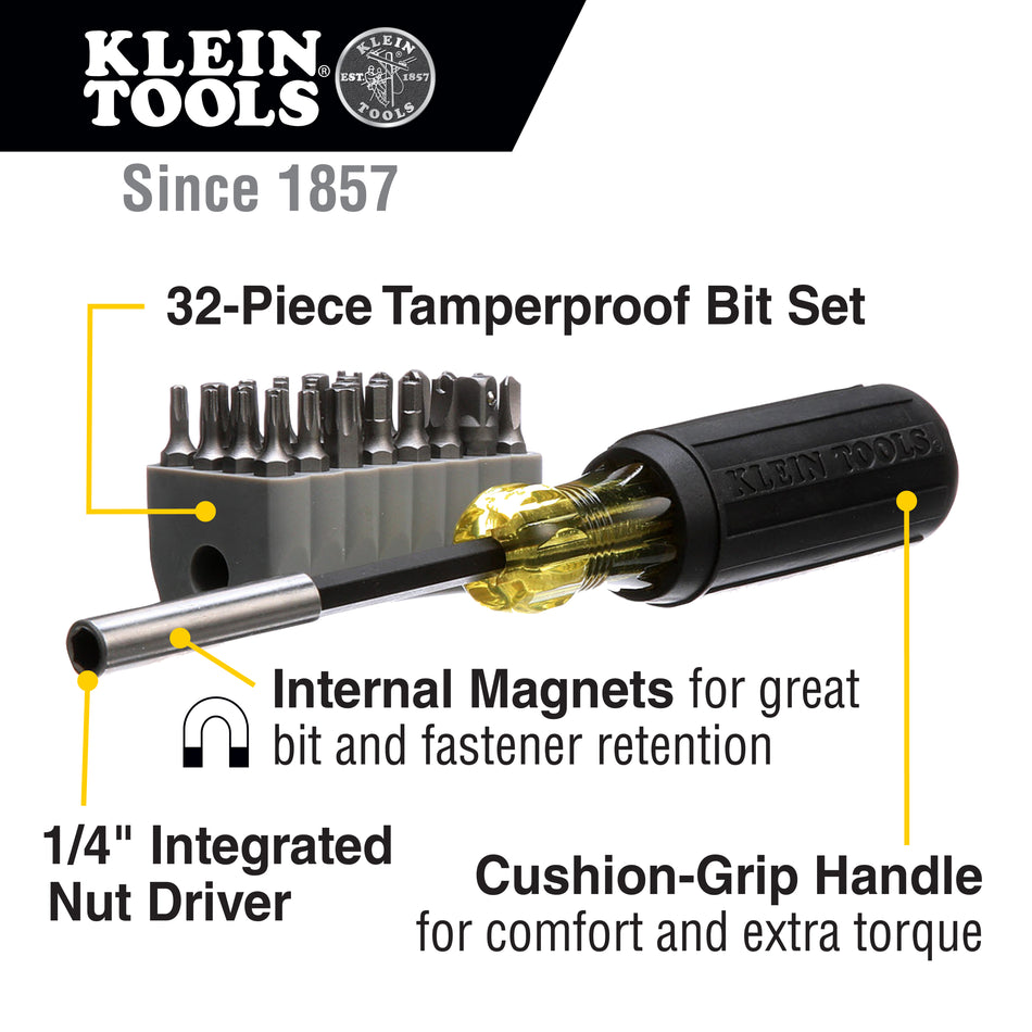 Klein Tools 32510 Tamperproof Magnetic Screwdriver 32 Bits - additional view