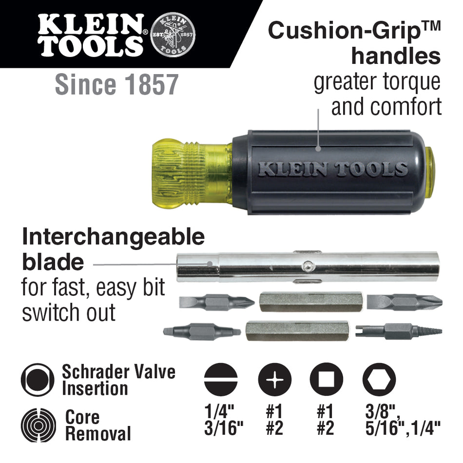 Klein Tools 32527 11-in-1 Screwdriver Nut Driver with Schrader® Bit - additional view