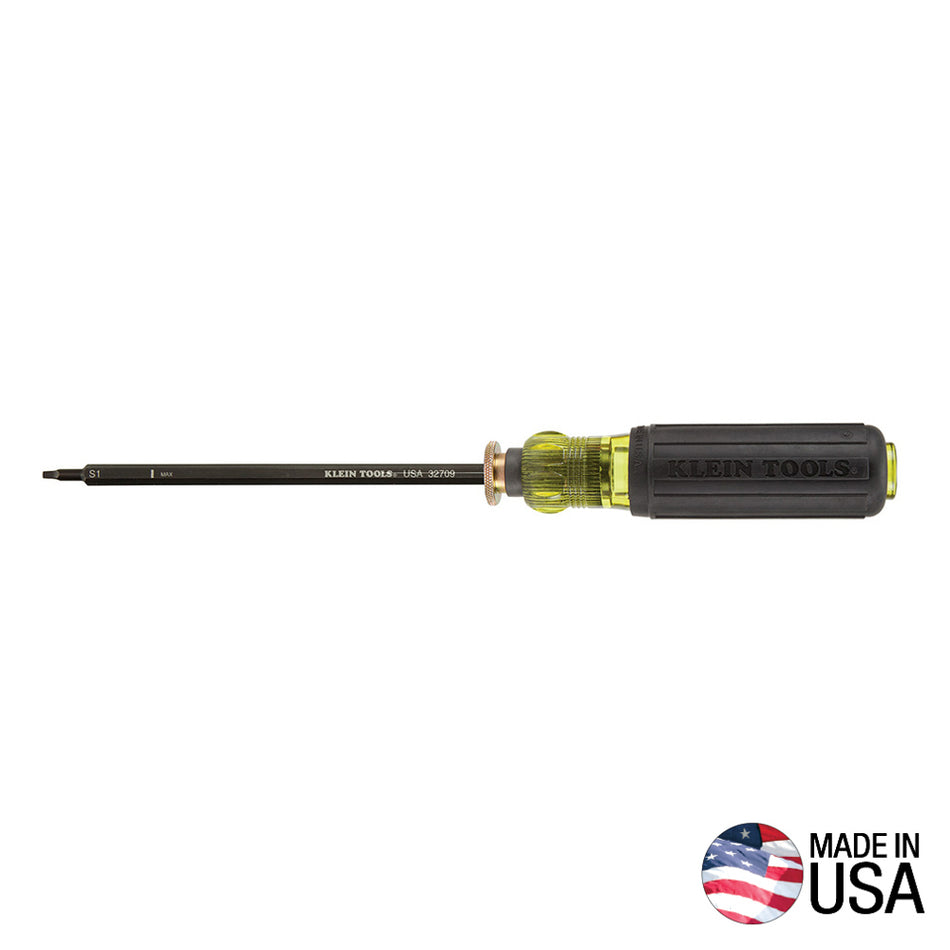 Klein Tools 32708 Adjustable Screwdriver,  #1 and #2 Square - detail view