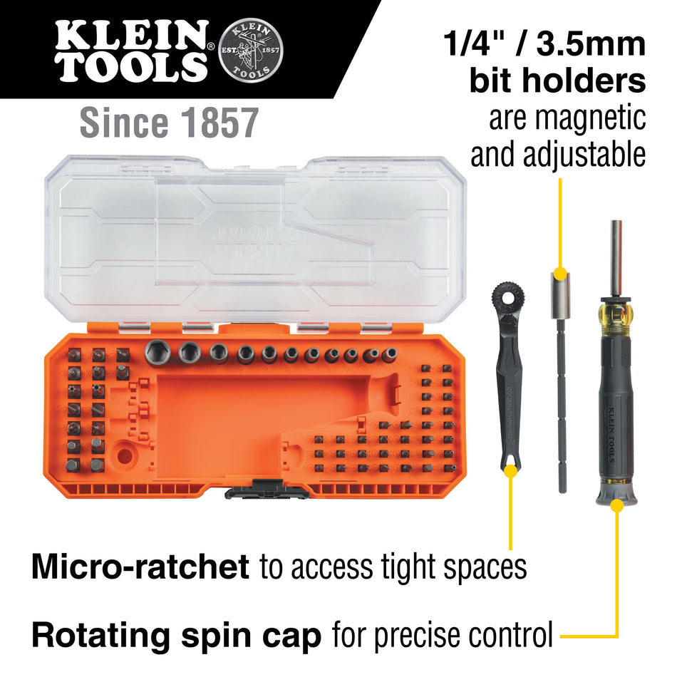 Klein Tools 32787 32787 Precision Ratchet and Driver System, 64-Piece - feature detail
