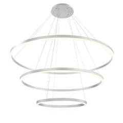 Eurofase Spunto 61" 3-Light LED Chandelier, Brushed Silver with White Glass, front view