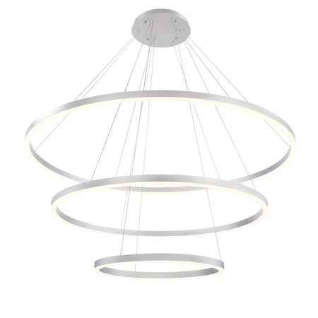 Eurofase Spunto 61" 3-Light LED Chandelier, Brushed Silver with White Glass, front view