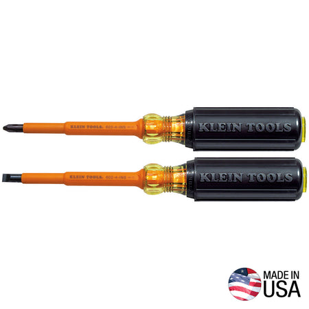 Klein Tools 33532-INS 4-Inch Insulated Screwdriver Set, 2-Piece - detail view