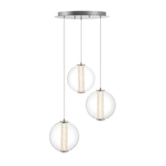 Eurofase Atomo 21" 3-Light Chandelier, Chrome with Clear Glass, front view