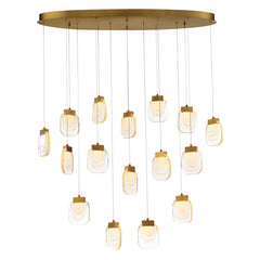 Eurofase Paget 44" 16-Light LED Chandelier, Matte Gold with Clear Glass, front view