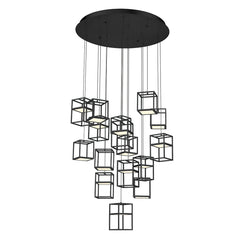 Eurofase Ferro 32" 16-Light LED Chandelier, Matte Black, front view