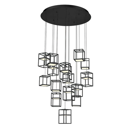 Eurofase Ferro 32" 16-Light LED Chandelier, Matte Black, front view